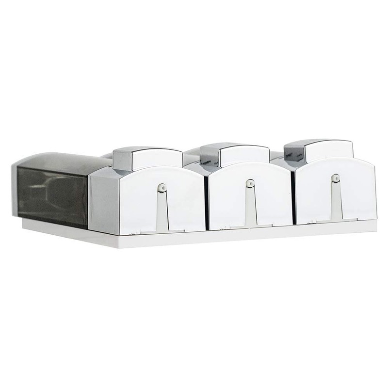 Shower Soap Dispenser 3-Chamber,Drill Free with Glue or Wall Mount