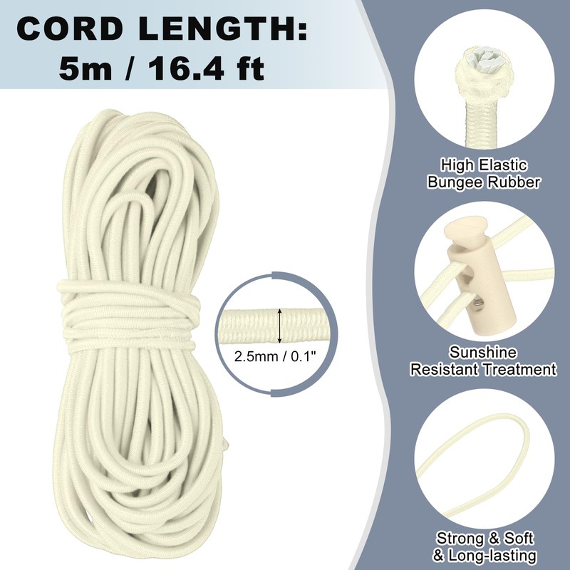 sourcing map 20 Pcs Plastic Cord Locks & 5M/16 ft