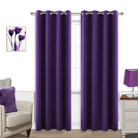 Dark Purple Curtains 84 Inch Length for Living Room 2 Panels Set Grommet Window Drapes Rich Royal Deep Purple Blackout Luxe Elegant Curtains for Bedroom Girls ,52 x 84 Inches Long Eggplant Plum