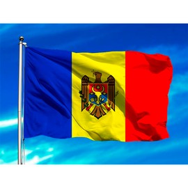 Moldova Flag, Flag 90 cm x 150 cm, Large Flag with Pole Loop and Laces for Fastening, Light Flag, Flag for Sports, Football, Buildings (Moldova 2pcs)