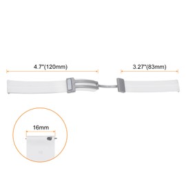 QUARKZMAN Magnetisches Silikon Uhrenarmband 16mm Schnellwechsel Weiches Gummi Wasserdichtes Ersatzarmband mit silberner Metall-Faltschließe für Männer und Frauen, Weiß