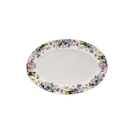 Lynns Paradise Millicent 14-Inch Oval Platter, Set of 2, Purple; Heavy Duty; Chip Resistant; Lead and Cadmium Free; Freezer to Oven Safe up to 500°F
