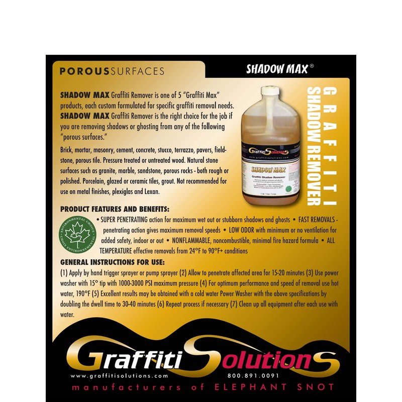 Graffiti Remover Elephant Snot (128 oz) and Shadow Max 2@