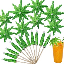 50 PCS Hawaiian Coconut Tree Cocktail Picks – 10cm Tropical Bamboo Skewers with Palm Tree Design for Appetizers, Desserts, Drinks, Luau & Tiki Party Supplies