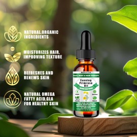 MIsiyuo Organic Evening Primrose Oil for Women - 100% Pure Natural Evening Primrose Oil, Reduces Fine Lines & Wrinkles, Hydration, Skin Glow, All Skin Types, for Face, Hair Care & Body Massage - 2.02 fl oz