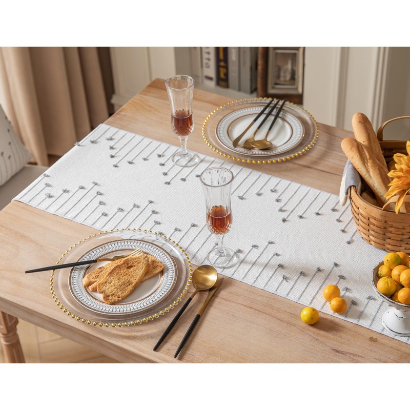 Caflife Boho Table Runner 13 x 108 Inch Long Natural
