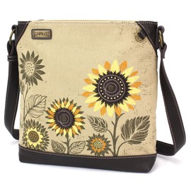 CHALA Canvas Crossbody Women Mid-Size Crossbody Shoulder Purse with Adjustable Strap - Sunflower - sand