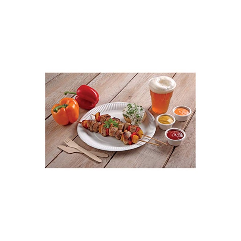 100 Plates Cardboard Pure Round 15 cm White