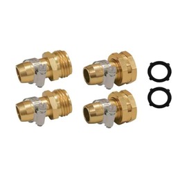 Dzrige Garden Hose Repair Connector with Clamps, Garden Hose Aluminum Fitting Male and Female Hose Fittings Quick Connect Garden Hose Adapter Fit for 3/4" and 5/8" Garden Hose Fittings, 2 Sets
