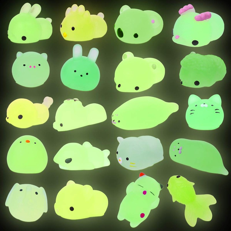 LHKJ 20 Pcs Cute Animal Glowing Mini Squeeze Mesh Ball