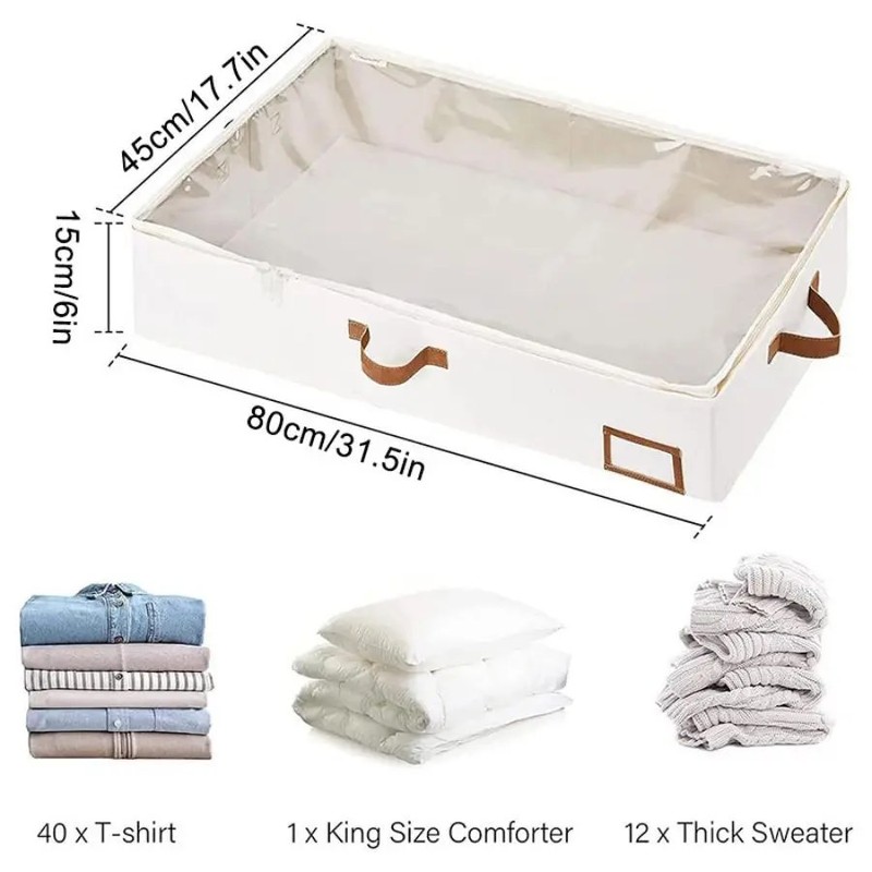 Closiq Under Bed Storage Bag Foldable – Clear Window with