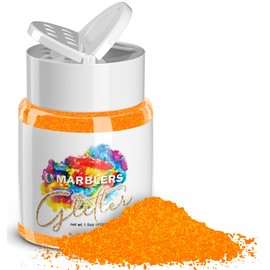 MARBLERS Neon Glitter [Fluorescent Orange] 1.5oz (42g) | Fine | Non-Toxic, Vegan, Cruelty-Free | Face, Body, Eyeshadow, Hair, Festival, Party Makeup | Nail Art, Polish | Resin, Tumbler, Slime, Craft