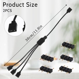 1-to-3 ARGB Splitter Cable, 2 Pack RGB Splitter Cable 5V 3Pin Addressable, RGB Splitters Extension Cables,ARGB-LED Sync Cables for Computer Chassis, Extend PC Computer, ARGB Fan, CPU Cooler