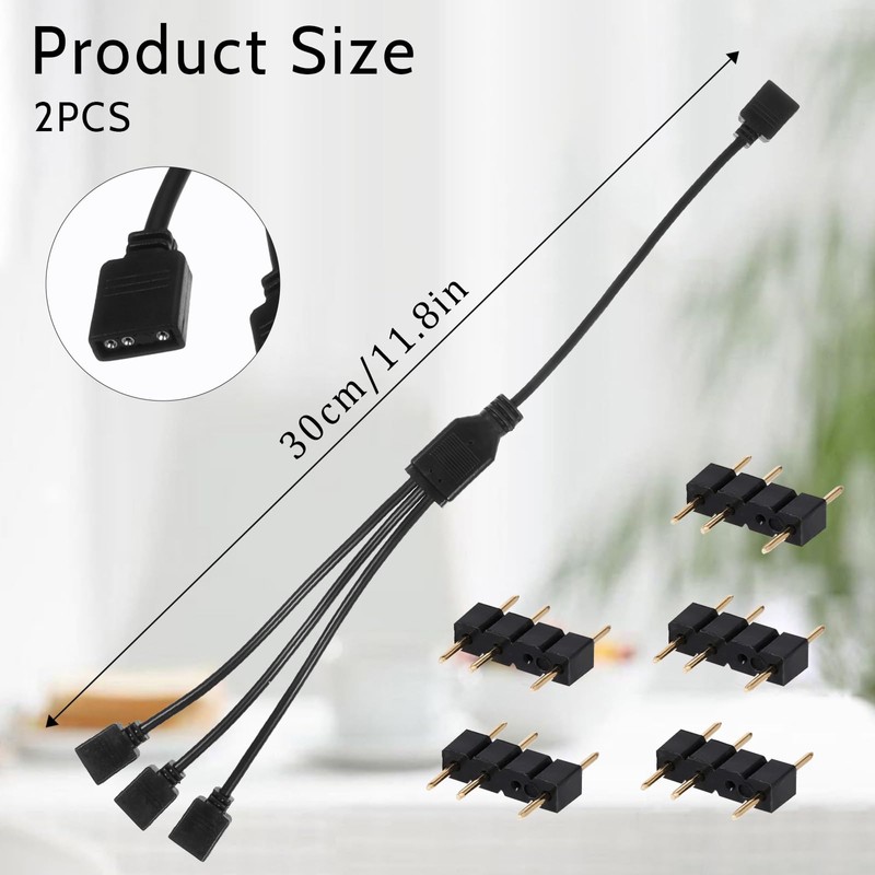 1-to-3 ARGB Splitter Cable, 2 Pack RGB Splitter Cable 5V