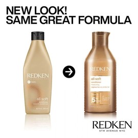Redken Conditioner for Dry and Brittle Hair, Invigorates and Hydrates, with Fatty Acids, Antioxidants and Argan Oil, All Soft Conditioner, 2 x 300 ml