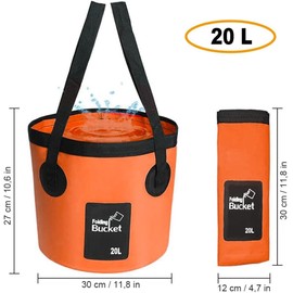 SVUPUE Collapsible Bucket, Folding Water Bucket, Multifunction Folding Bucket for Travel, Hiking, Fishing, 20L, orange color