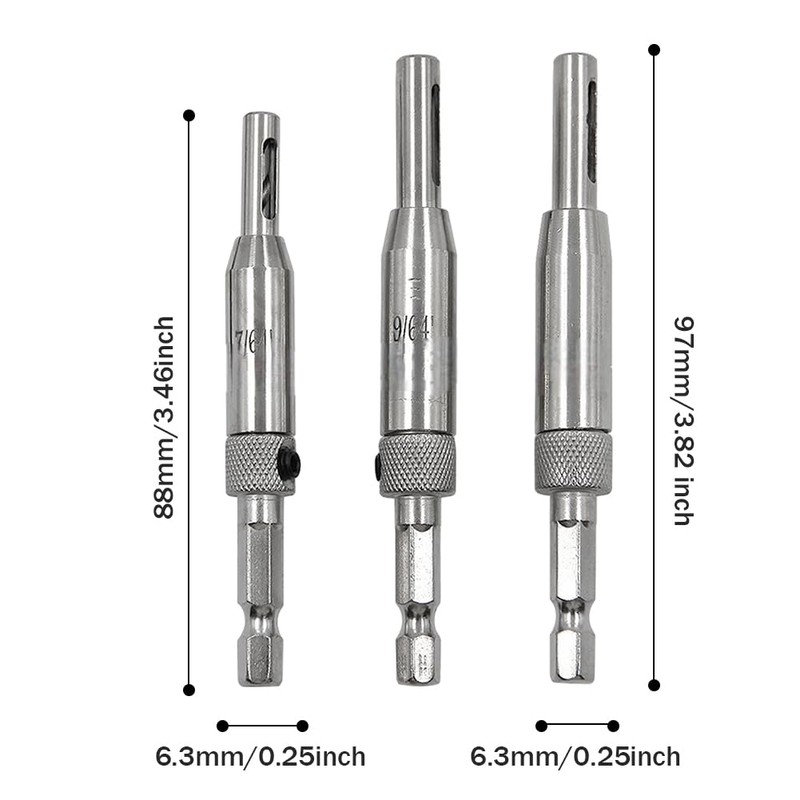 3pcs High Speed Steel Self Centering Drill Bits, Hinge Drill