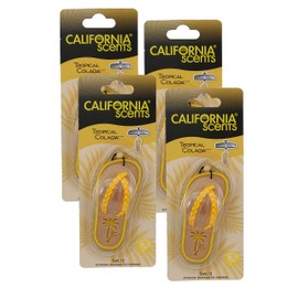 California Scents Scented Sandal Hanging Car Air Freshener - Odor Eliminator for Strong Odor - Flip Flop Car Fresheners (Tropical Colada, 4 Packs)