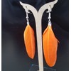 Orange Feather Earrings - Handmade Slim Look