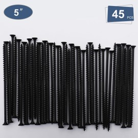 JEGONFRI 45pcs #10 × 5 inch High Hardness Drywall Screws, Black, Coarse Thread, Phillips Drive, Bugle Head, Black Wood Screws, Long Screws, Wood and More