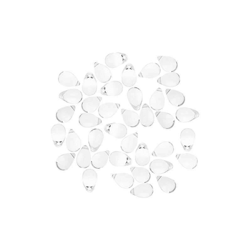Czech Glass Beads 9mm Teardrops Crystal Clear (50)