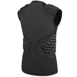 TUOY Padded Compression Shirt Sleeveless for Football Rib Protector, Compression Padded Vest with 5-Pad for Football Baseball Lacrosse