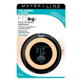 Maybelline Base Maquillaje en Polvo Fit Me Matte,12 gr, matifica, control brillo 16h, minimiza poros