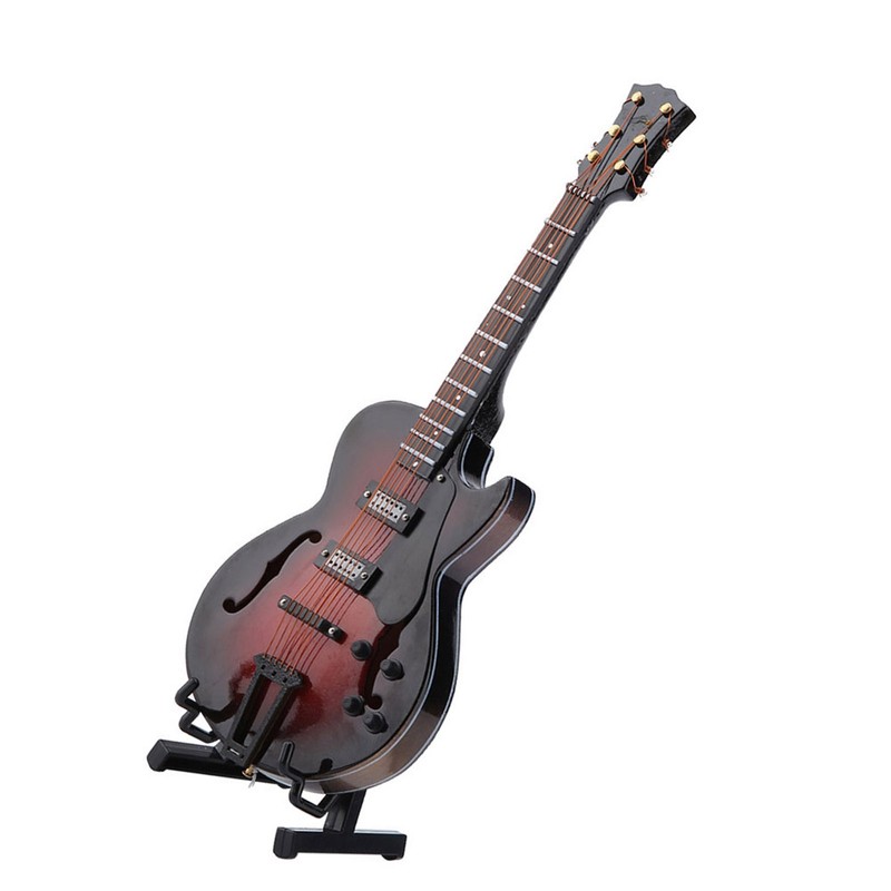 5.5in Classic Miniature Guitar Replica with Stand and Case Instrument