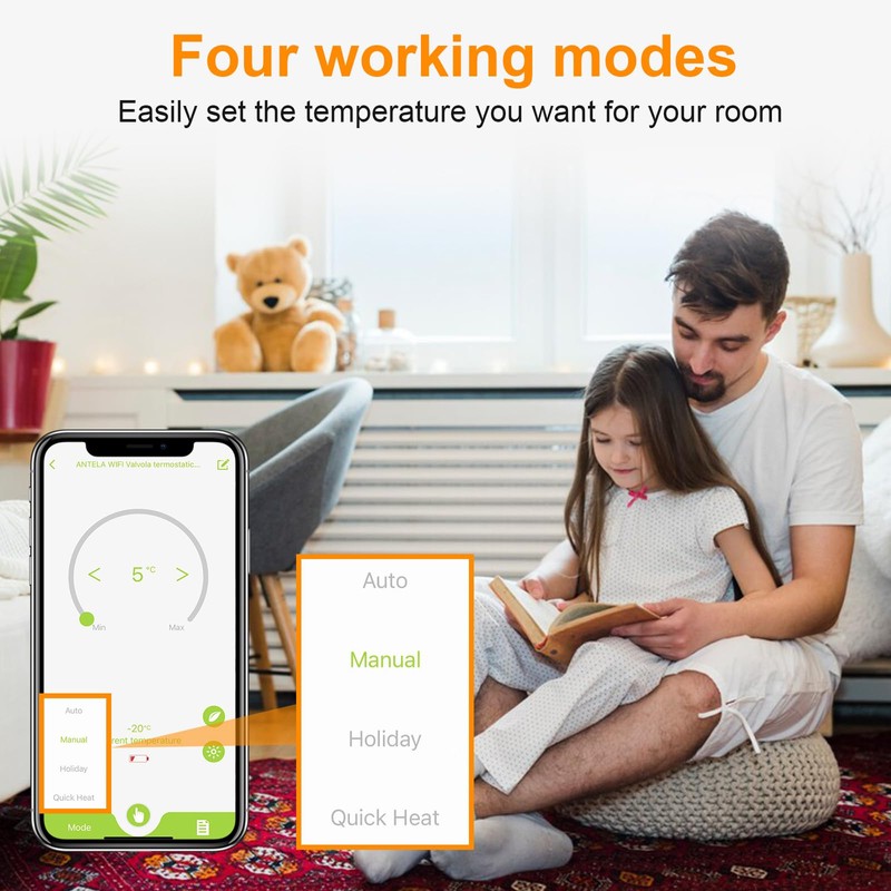 Smart Radiator Thermostat with App WLAN ANTELA Digital Display to
