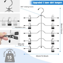 Besslly Pants Skirt Hangers with Clips, 2 Pack Pant Hangers Skirt Hangers Space Saving Closet Hanger Organizer Closet Organizers and Storage