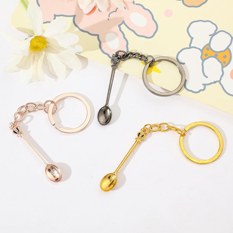 fKiZanthene 4 Colours Mini Spoon Keyring, 5.4cm Tiny Spoon Pendant
