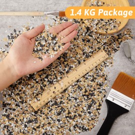Timtin 1400 G/ 3.08 Lb Blend Color Chips Concrete Floor Coatings Decorative Paint Flakes for Walls Garage Floor Paint Interior Exterior Floors (Black, White,Gray, Light Yellow, Light Coffee)