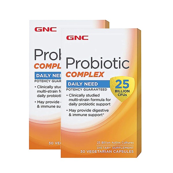 GNC Probiotic Complex Daily Need with 25 Billion CFUs, Twin Pack, 30 Capsules per Bottle, Daily Probiotic Support
