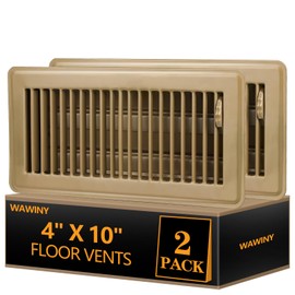 WAWINY Floor Register 4x10 Inch, 2 Pack Heavy Duty Steel Vent Covers for Home Floor, Rust-Resistant Walkable Air Vent Covers with Adjustable Airflow, Easy to Install Wall or Sidewall (Brown)