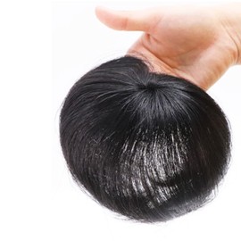 YOVOY Hairpiece Crown Human Hair Wig Wigs Women Men Whole Wig Part Wig Hair Wigs Hairpiece Top Piece Point Wig Whole Cover Straight (Black, 20 cm)