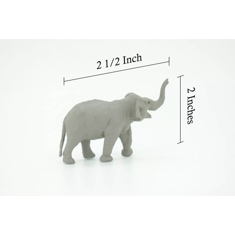 Safari Asian Elephant Toy, Grey, Rubber Animal, Realistic Model Gift,