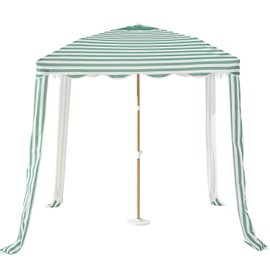 Striped Beach Cabana with Vent and Sand Pockets, 6.5FT x 6.5FT UPF 50+ Sun Shelter, Easy Setup Portable Beach Canopy, Wind-Resistant Beach Tent, Base Not Includedv (Avocado)