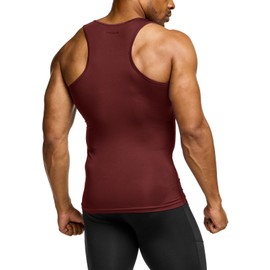 TSLA Men's Athletic Compression Sleeveless Tank Top, Cool Dry Sports Running Basketball Workout Base Layer, Active Shirts Maroon, XX-Large
