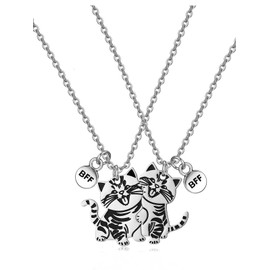 PESOENTH Best Friend BFF Necklace for 2,Cat Friendship Necklaces Gifts,Funny Besties Friend Gifts for Women Friends Female Birthday Christmas Valentines