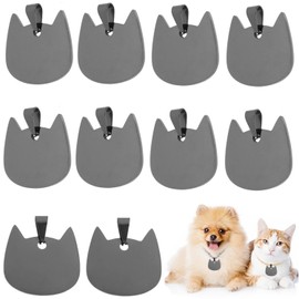 MEZOKUCEL 10 PCS Dog Tag Pendant Pet Dog Tag Blanks Name Collar Charms Identification Puppy Name ID Tags(Black)