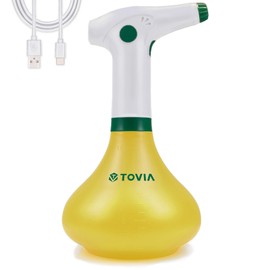 T TOVIA: 1-Liter USB-C Battery Powered Electric Spray Bottle, Rechargeable, Portable Garden and Plant Sprayer, Mister, for Outdoor and Indoor Plants and Small Gardens, Handheld Powered Sprayer