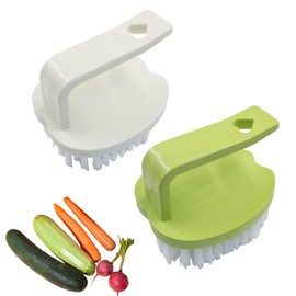 2 Pack Vegetable Scrubber Brush | Fruit Vegetable Stiff Bristles, Veggie Wash Brushes, Cleaner Tools for Fruits/Potatoes/Carrots, Green+White