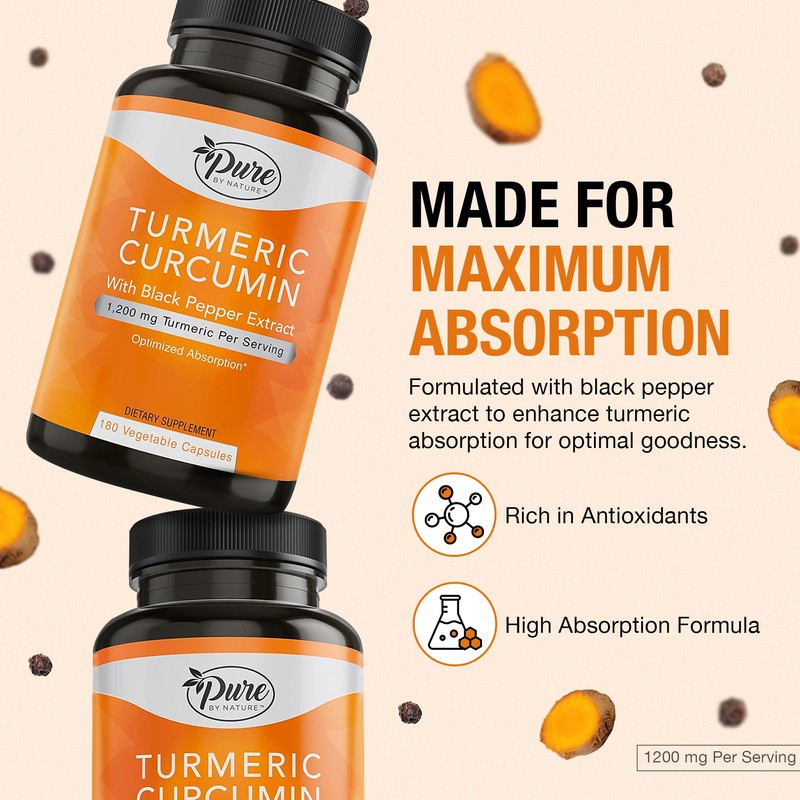 Pure By Nature Turmeric Curcumin with Black Pepper Extract 10