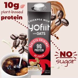 Great tasting, Frothy, Zero Sugar, Yofiit Barista Blend with Oats Non Dairy Milk is the high protein coffee vegan creamer you want, 9g Protein - Froths Well - Low Carb, High Protein, Shelf Stable Milk (6 Pack)