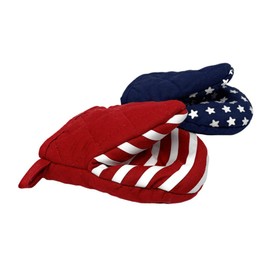 Northeast Home Goods Cotton Oven Mitt Mini Pot Gripper with Silicone Grip, Set of 2 (Americana Stars & Stripes)