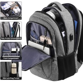 Rucksack Herren Damen, Schulrucksack Jungen Mädchen Teenager, Wasserdicht Rucksack | 17.3 Zoll Laptoptasche mit USB Ladeanschluss | Arbeit Reisen Wandern Backpack mit Anti Diebstahl Tasche, 25-35 L