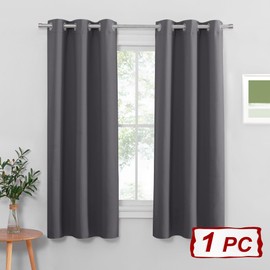 PONY DANCE Grey Blackout Thermal Insulated Eyelet Curtain for Bedroom, Living Room, Kitchen - 42 x 54 Inch, 1 Panel - Reduce Noise, Energy Saving, Soft Fabric
