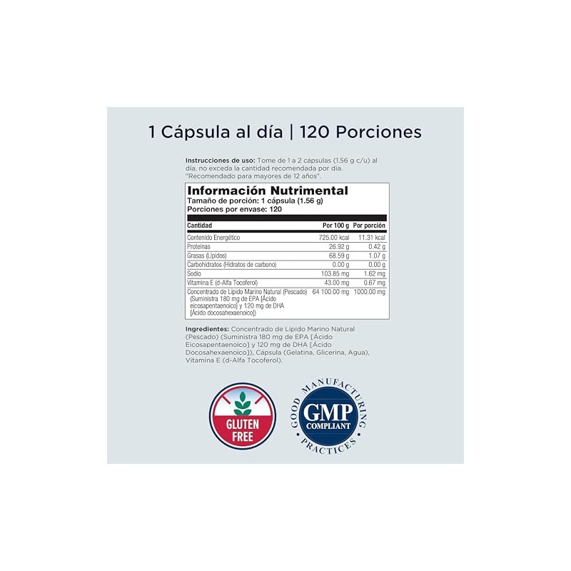 KAL Omega 3 (120 Cápsulas de gel) de aceite de