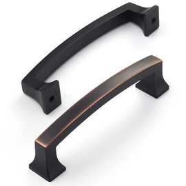 Amerdeco 10 Pack Oil Rubbed Bronze 4 Inch(102mm) Hole Centers Kitchen Cabinet Pulls Cabinet Hardware Kitchen Handles for Cabinets Cupboard Handles Drawer Pulls ZH0009ORB