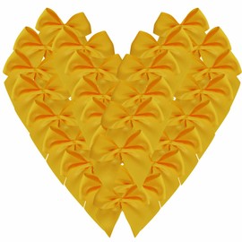 Micomon 50pcs 1.6-Inch Mini Bows for Crafts Yellow Satin Ribbon Bows Gift Appliques Craft for Christmas Decoration(Yellow)